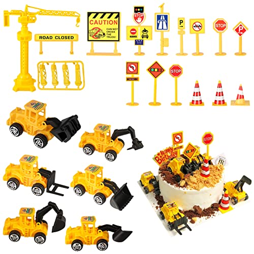 Mini-Baufahrzeuge Spielzeug – 17-teiliges Set Für Kuchen-Deko & Kindergeburtstag