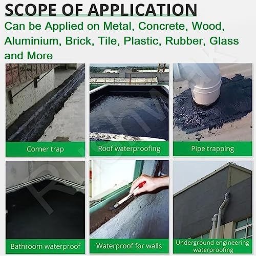 Image of Rushwak Crack Seal Agent 300g with Brush - Black Rubber Waterproof Glue for Roof Leakage and Tile Wall