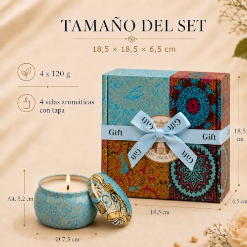 Miniatura 3 de Velas Perfumadas Para Mujer, Regalo De Velas Aromática Juego De 4 Piezas, Regalos Originales Para Donne,Cera Di Soia Naturale Velas Decorativas Per Madre,Valentín,Cumpleaños,Aniversario,Navidad