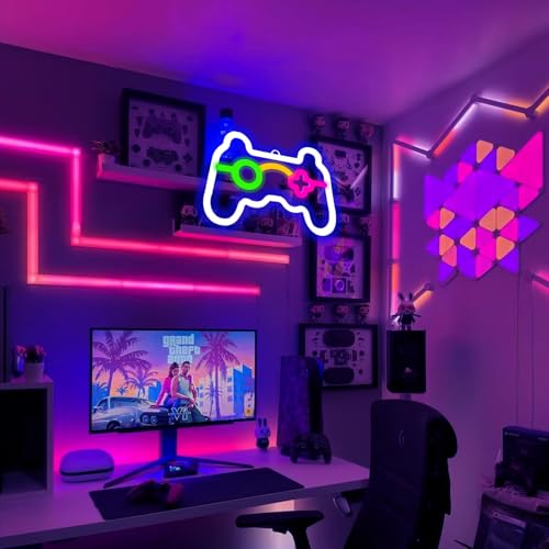 Image of Game Neon Sign, USB Cable Operated Gamer Neon Light for Man Cave Bar Gaming Sign for Boys Kids Room Decor