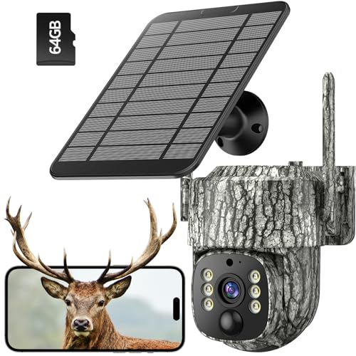 VOOPEAK 4G LTE Wildkamera Solar mit SIM Karte, Live Übertragung Wildkamera mit Handyübertragung...