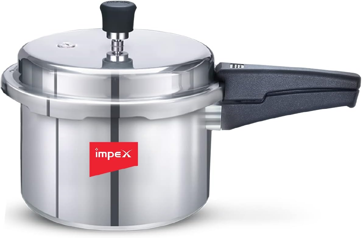 Impex Norma 3 Non-Induction Base 3 Litres Aluminium Pressure Cooker With Outer Lid, Silver