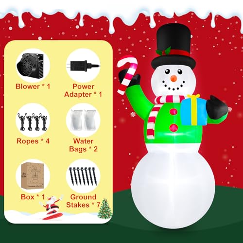 Grand bonhomme de neige gonflable de 3,7 m de haut pour décorer facilement un grand jardin - 7