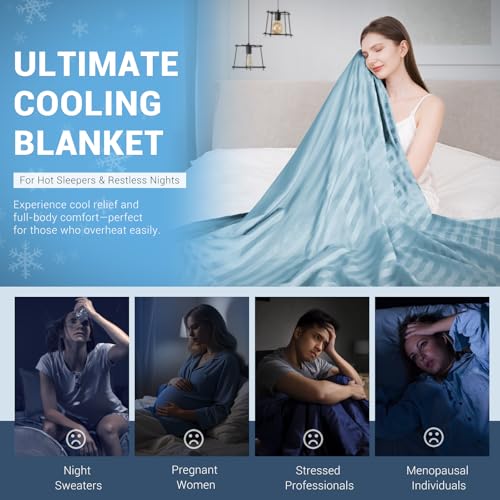 Elegear Revolutionary Cooling Blanket Twin, Absorbs Heat to Keep Body Cool for Night Sweats, Double Sided Arc-Chill3.0 Cooling Fiber Q-Max>0.5, Lightweight Summer Cold Blankets for Sleeping 59“ x 79”
