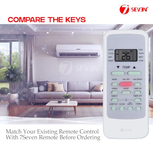 Image of 7SEVEN Compatible with Blue Star AC Remote Original 12A Model Suitable 1 1.5 2 Ton Split and Window Air Conditioner - Make Sure Existing Remote Control Match Exactly of Each Keys