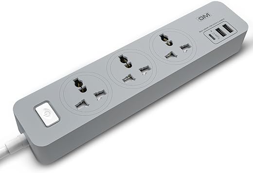 GM Cuba 3341 Power Strip with USB Type–C I Extension Cord with Surge Protection I Spike Guard I Fireproof Body Upto 750 Degree I 1.8M Cord I 3.4A…