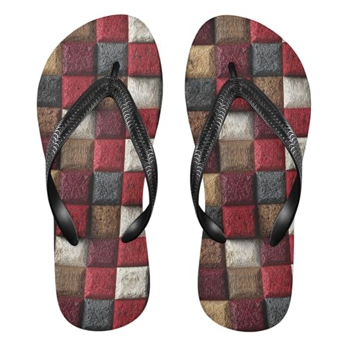 Flip Flop Sandals Red Wood Texture Print for Women Men Beach Outdoor XS