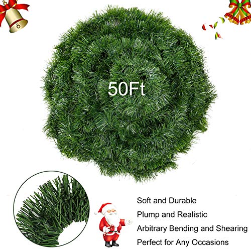4 Pack 50 Feet Christmas Garland for Outdoor/Indoor Decoration, Soft Greenery Artificial Garland Decorations, Non-lit Green Xmas Garlands Perfect for Party Home Garden and Holiday Festival Decor - Image 4