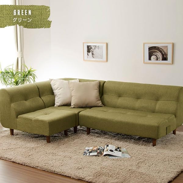 ダイニングソファー/ローソファー 【ベンチ グリーン ブラウン脚】 ファブリック生地 日本製 top1-ds-2392170 [独自