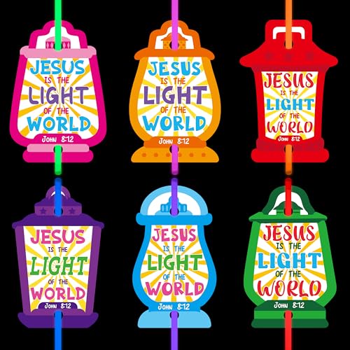 Haooryx Pulseras religiosas con palitos brillantes a granel, paquete de 36 pulseras con versículo bíblico con tarjeta de regalo, juguete iluminado para niños, premios de escuela dominical, eventos de