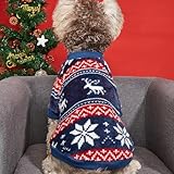 YAODHAOD Hund Pullover für kleine Hunde, Fleece Hund Pullover, Ethnische Stil Winterkleidung, Ultra weiche thermische Winter warme Welpen Sweatshirt (XS, Blau)