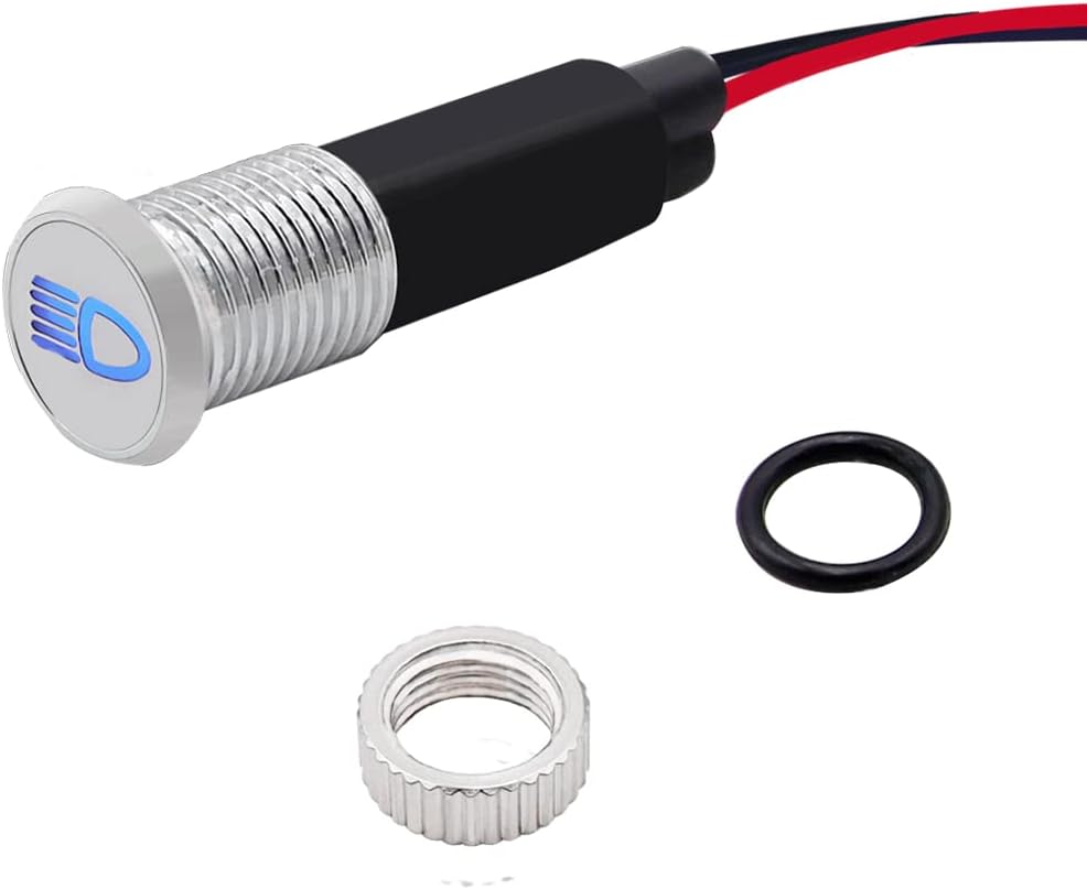 Taiss LED Indicator Pilot Dash Light Blue (High Beam Indicator), 5/16"(8mm)12V LED Metal Signal Indicator Light.
