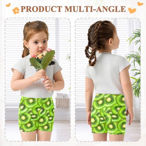 Green Kiwi Fruits Girls Bike Shorts Toddler Soft Cotton Active Under Dress Shorts4