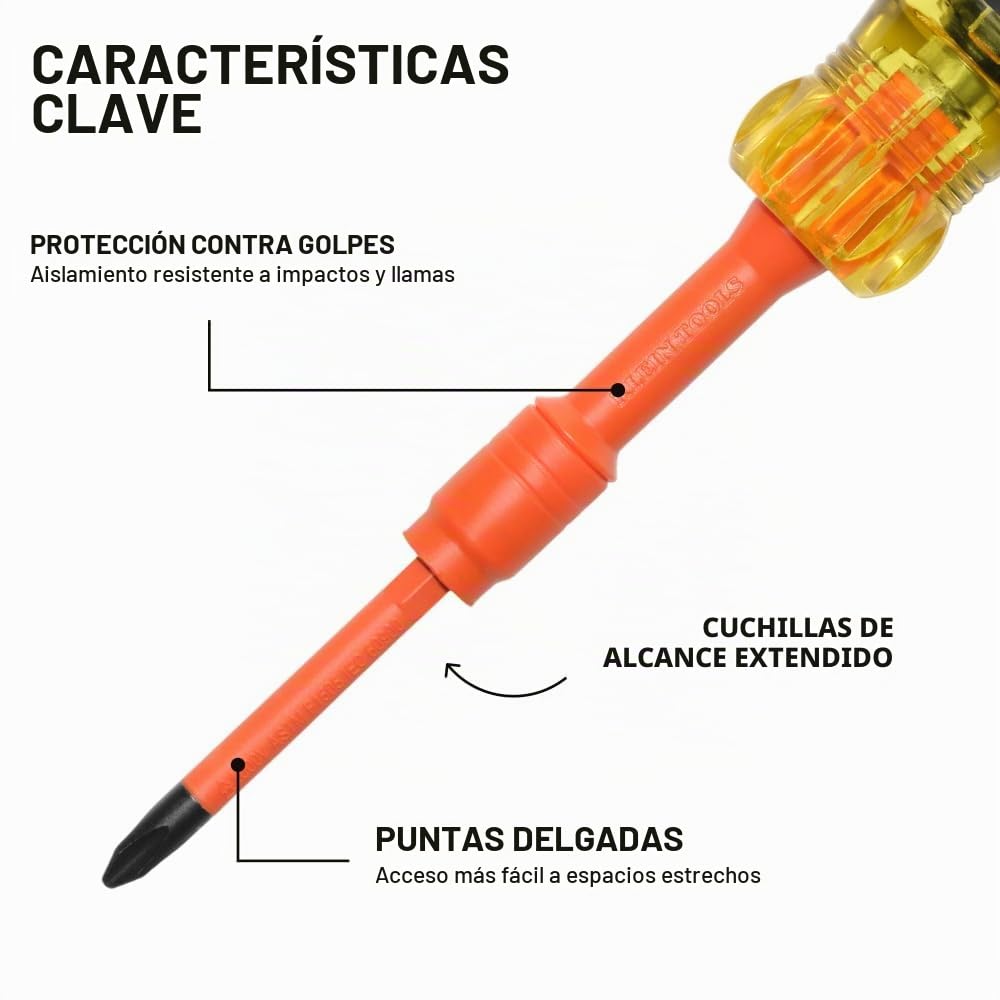 Klein Tools 32306INS - Destornillador multibroca aislado 6 en 1, destornillador multibroca con cuello de bloqueo automático, clasificación de 1000 V, almacenamiento de brocas en el mango