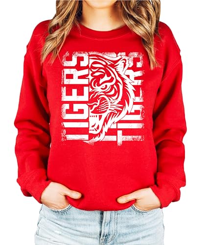 Olive Loves Apple Tigers Sports Unisex Sweatshirt for Adults, Teens, & Kids School Sports Team Pride Sweater