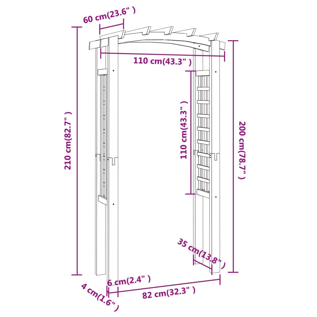 vidaXL Arco con Enrejado Jardín Entrada Exterior Parque Barbacoas Tienda Terraza Balcón Senderos Patio Hogar Madera Maciza de Pino Impregnada