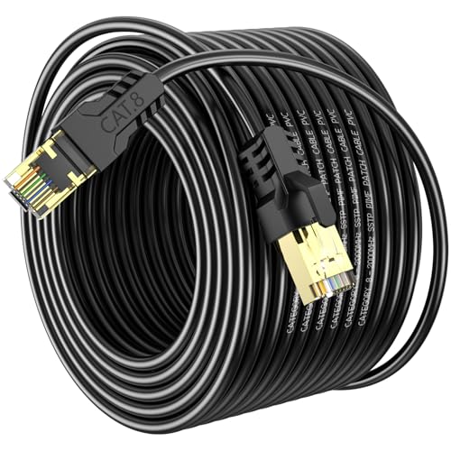YSONG Cable Ethernet 50 metros Cat 8 Cable de Red Cable Lan 40Gbps 2000MHz con Conector RJ45 Cat 8, Compatible con Steam Deck PC TV Box Router Servidor NAS