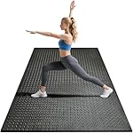 4x6ft Gym Floor Mat 10mm Thick - Large TPE/NPE Foam Workout Mat for Home Gym, Garage Floor, Yoga & Exercise - Non-Slip Eco-Friendly Fitness Mat (Black)