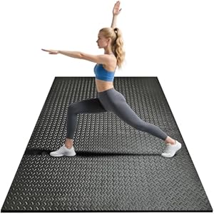 4x6ft Gym Floor Mat 10mm Thick – Large TPE/NPE Foam Workout Mat for Home Gym, Garage Floor, Yoga & Exercise – Non-Slip Eco-Friendly Fitness Mat (Black)