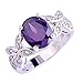 Psiroy 925 Sterling Silver Stunning Created Gorgeous Women's 10mm*8mm Oval Cut Pink Topaz Filled Ring