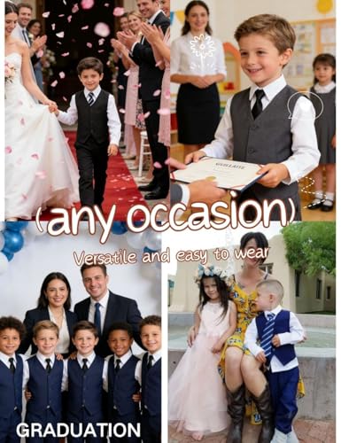 Image of Visaccy Boys Vest Kid Boy Formal Suit Vest for Wedding School | 3 Buttons,Fully Lined,Adjustable Waist,Toddler Boy Dress Vest