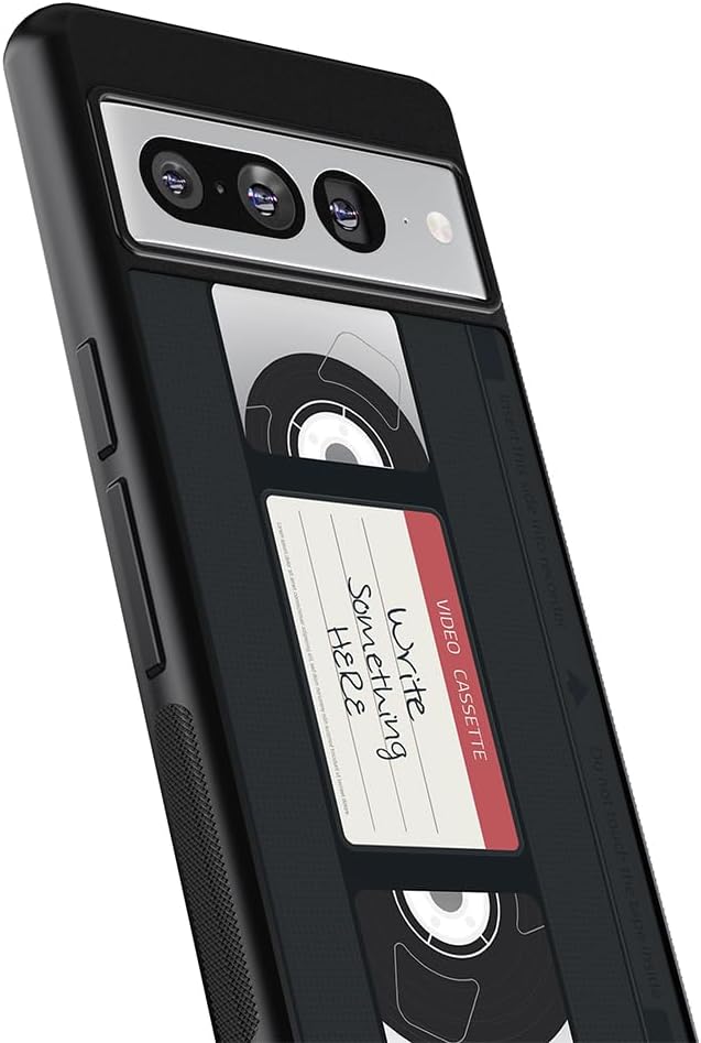 VHS Cassette Tape Personalized Black Rubber Phone Case Compatible With Google Pixel 10, 10 Pro, 10 Pro XL, 9a, 9 Pro, Pixel 9, Pixel 9 Pro XL, 8a, 8 Pro, 8, 7, 6, 6a, 6 Pro, 5, 4