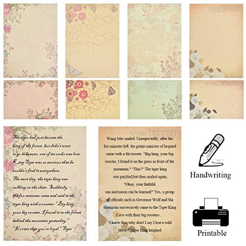QLOUNI 120Pcs Vintage Floral Letter Stationery, Stationery Paper and Envelopes Set (80 Stationery Paper + 40 Envelopes) Letter Set