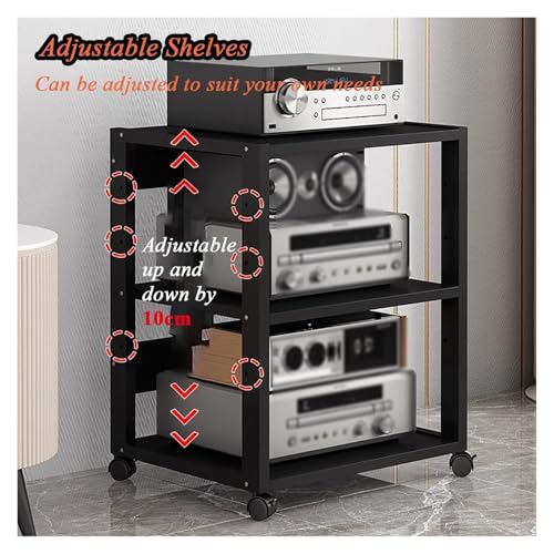 Mueble rack de audio de 7 niveles con ruedas para tocadiscos y equipos multimedia en color rojo 8
