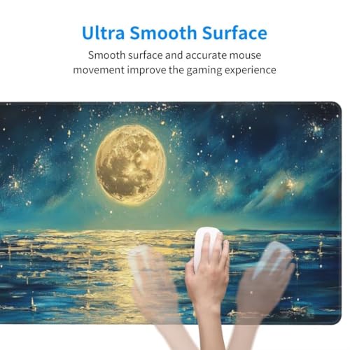 Tapis de souris antidérapant XXL bleu sous-main de bureau imperméable mer