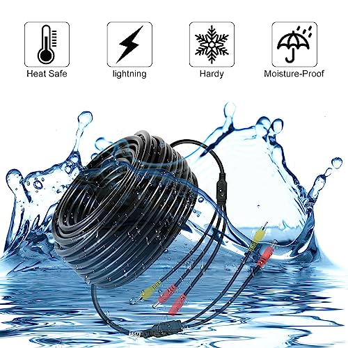 Image of 12V /24V Cigarette Lighter Power Supply Kit for Car Rear View Camera and Monitor with 15M RCA Video Connection Extension Cable.
