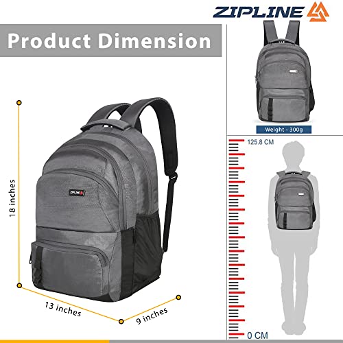 Image of Zipline 35 Ltr, 19 inch Grey Laptop Backpack for Men & Women college girls boys fits 15.6 inch laptop macbook pro /tablet polyester Airline carry-on size