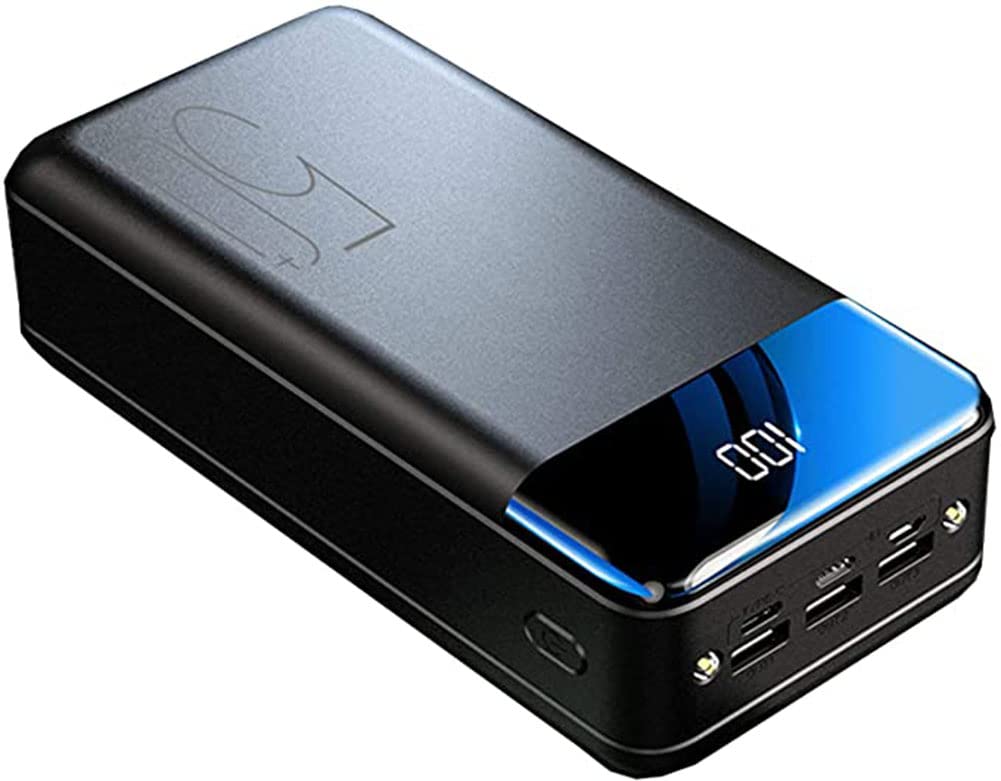 Power Bank, 50000Mah Power Banks Carga Rápida Batería Externa Portátil [3 Salidas 3 Entradas] Pantalla LED Cargador Móvil con Linternas para Tabletas Telefónicas Y Más,Negro,Negro