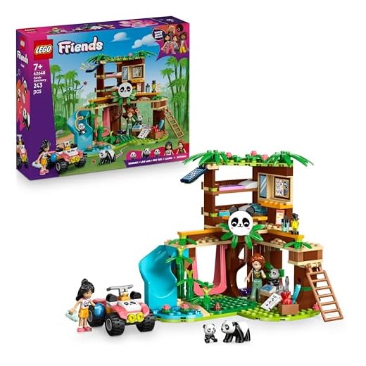 LEGO Friends Panda Sanctuary Animal Care Toy with a Tree House, Quad Bike, 2 Mini Dolls and 3 Panda Figures - Creative Building Set for 7+ Year Old Girls - 42648