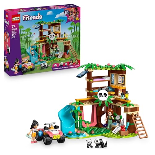LEGO Friends Cuidados com animais no abrigo para pandas - casa árvore com 2 mini bonecas, Quad de brinquedo e 3 figuras de ursos panda - brinquedo de construção criativa para meninas de 7 anos 42648