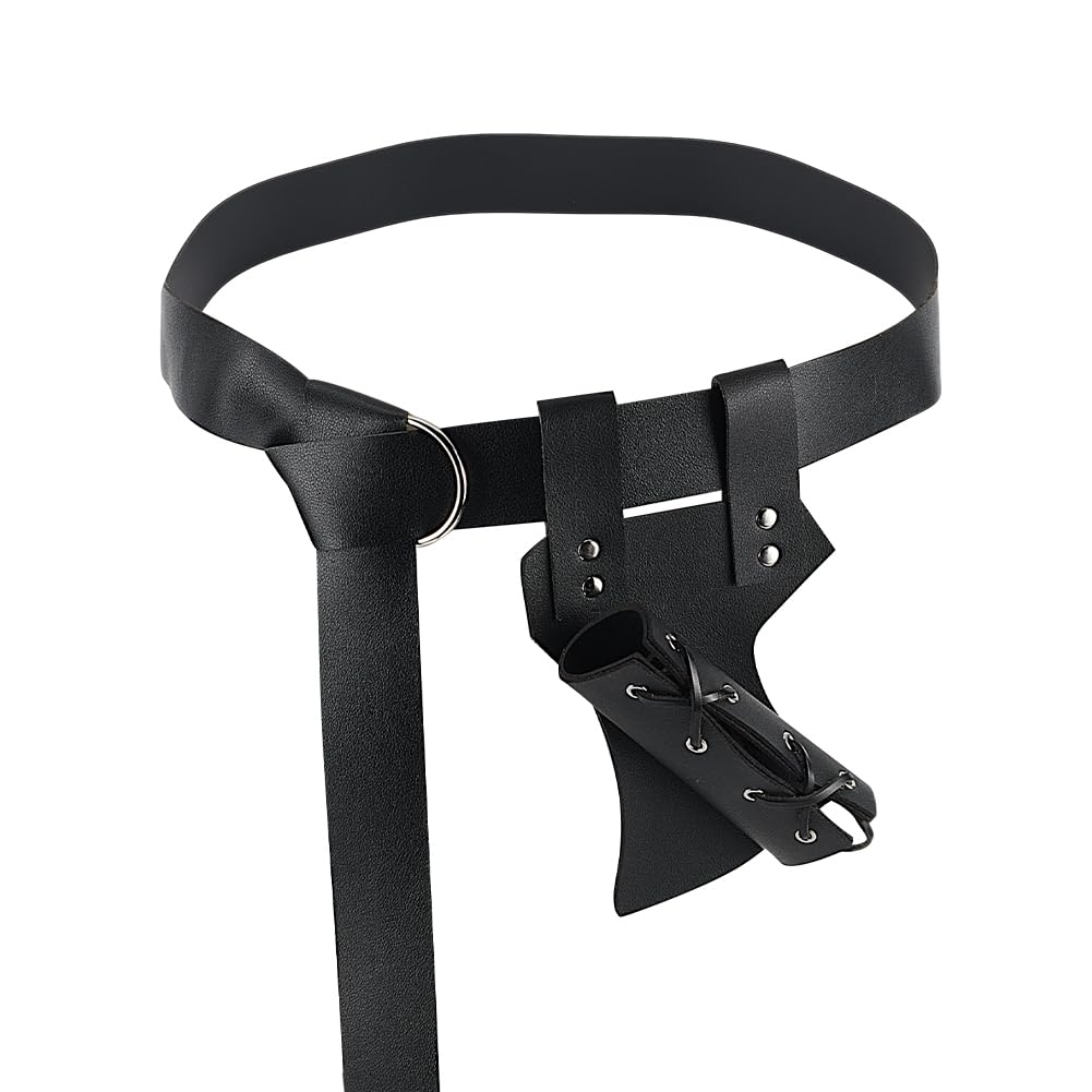 Soporte para espada de 11,8 cm de ancho, funda trasera de piel sintética, espada, rana, vintage, ajustable, cinturón de cintura, espada, rana, soporte para disfraz medieval, accesorios de