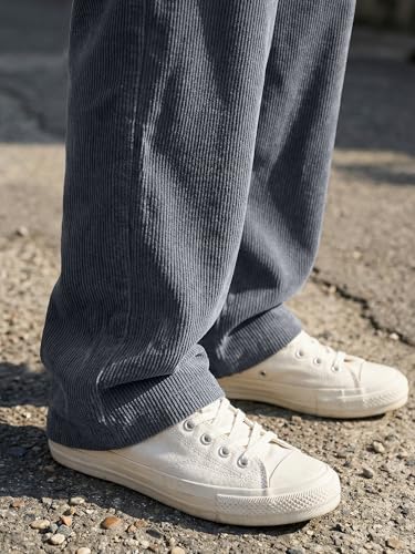 Image of JMIERR Mens Corduroy Pants Wide Leg Baggy Sweatpants | Loose Fit Joggers, Elastic Waist Drawstring, Casual Sweatpants, Vintage Pants, Fall Winter Fashion, Streetwear