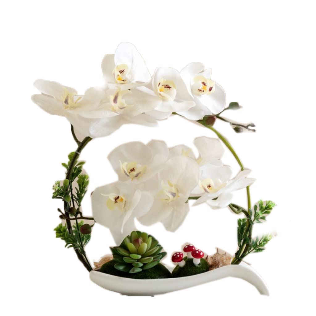 IUokLU Artificial Flowers for Decoration Simulation Bonsai Artificial Phalaenopsis Fake Flower Artificial Butterfly Orchid Flower with Ceramic Pot for Living