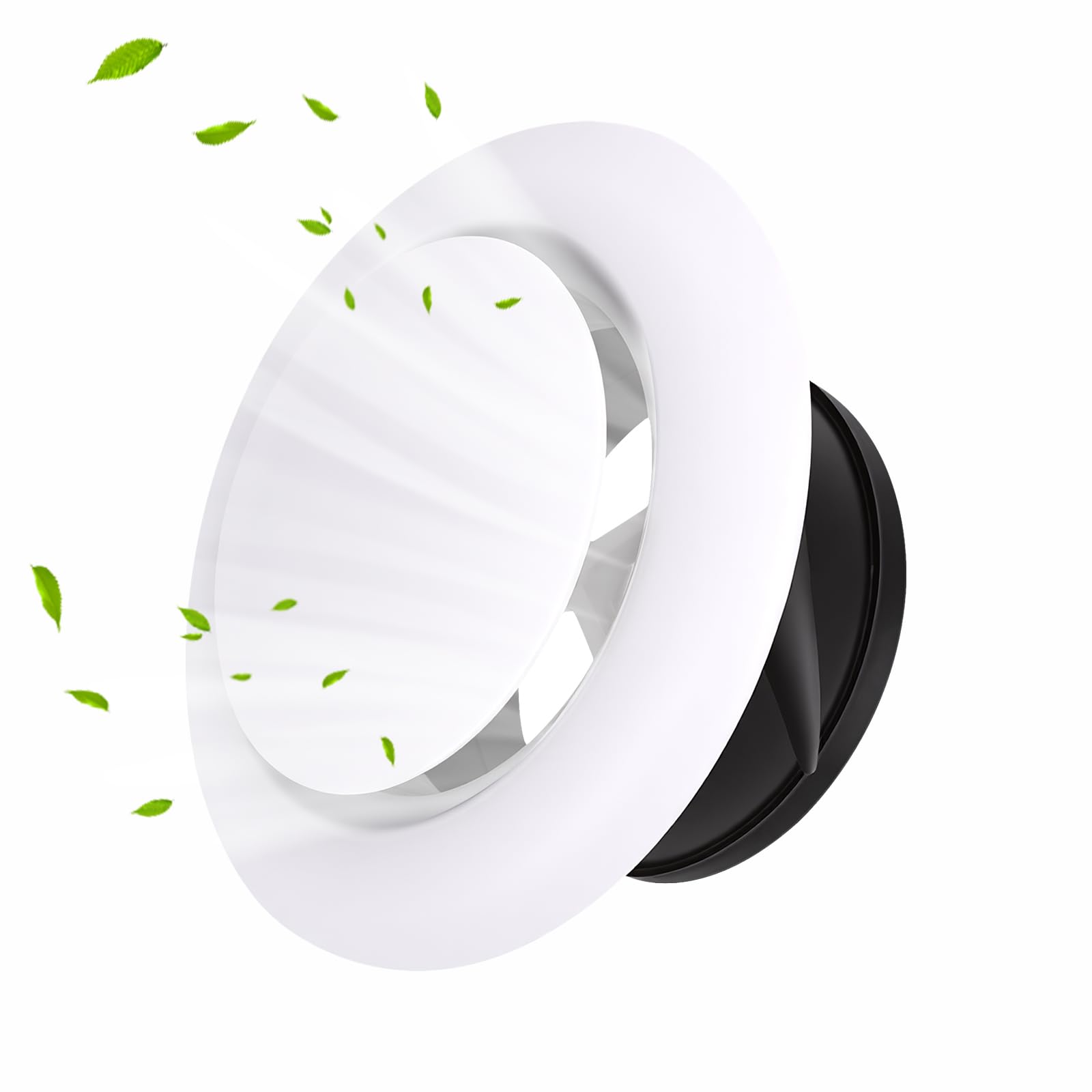 Plastic Round Ceiling Vent, 125mm - 5 inch Air Vent Cover Ceiling Ventilation Cover with Adjustable Valve for Bathroom Kitchen Toil โ image 1