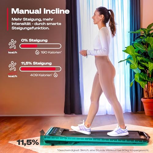 Sportstech Laufband Walking Pad für Zuhause, mit manueller Steigung, Walking Pad bis 6 km/h, Treadmill bis 12km/h, App, Fernbedienung, kompakt, LED, Home Office, sWalk Lite/sWalk Lite Plus – Bild 3