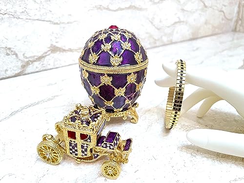 Œuf Fabergé boîte à bijoux homme violet et or : idée cadeau luxe et déco bureau - 2
