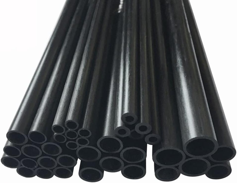 10pcs Carbon Fiber Tube, Hollow Tubes Carbon Pipe Carbon Fiber Rod Kite Model (Size : 10PCS 8x6x500mm)