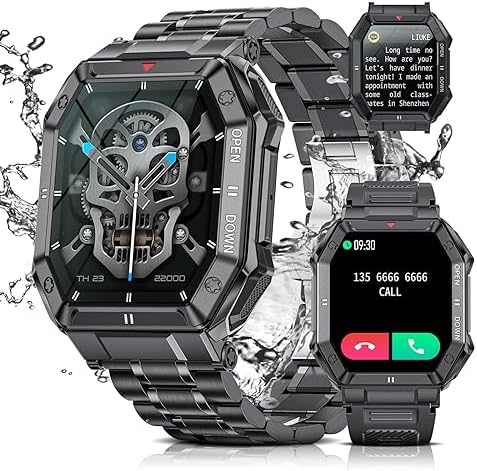 LIGE Military Smart Watches for Men,5ATM Waterproof Outdoors Sport Tactics Fitness Activity Tracker Watch, 1.85” HD Heart Rate Sleep Monitor SmartWatches Compatible with iOS and Android