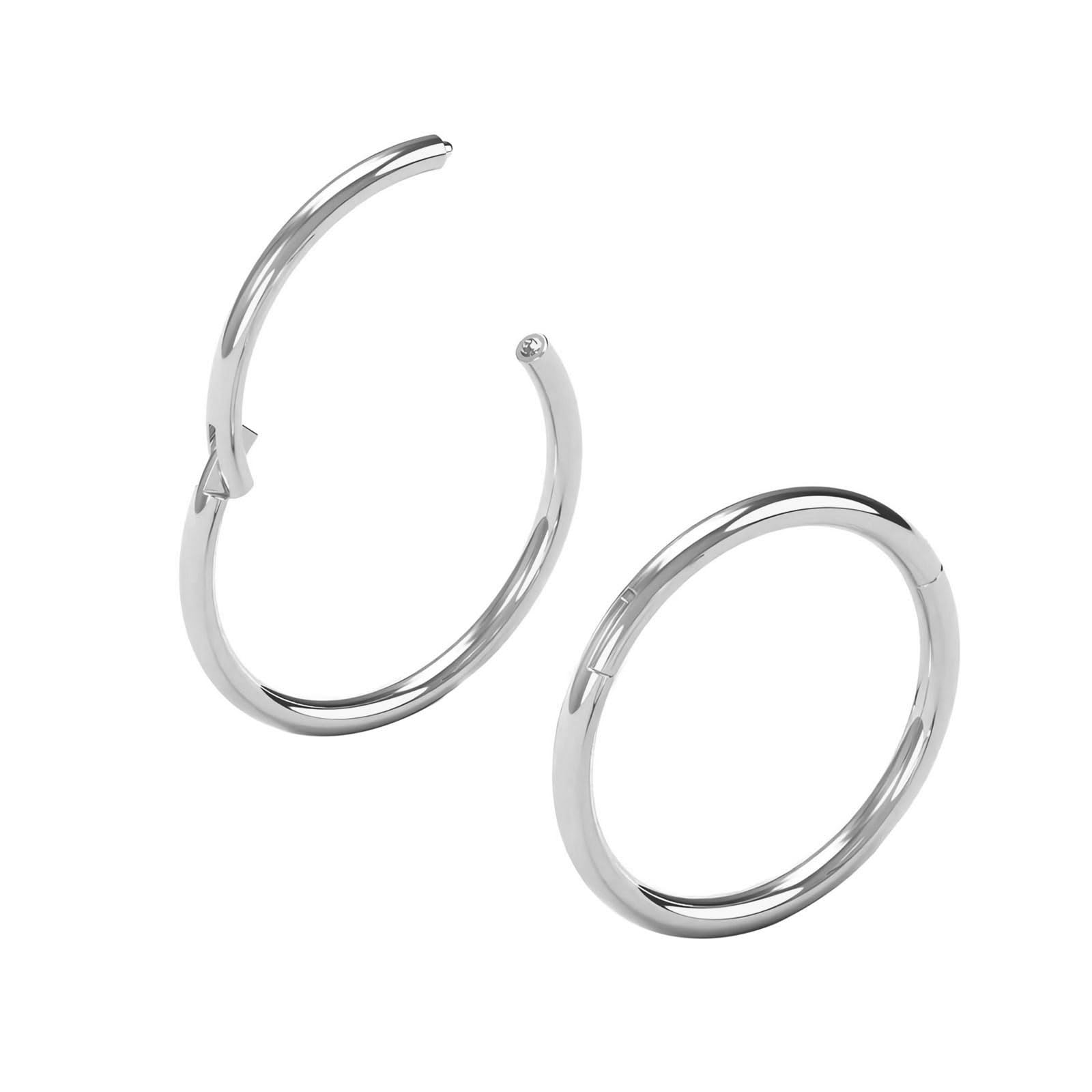 Body CAC 0.8mm/1.0mm/1.2mm/1.6mm/2.0mm/3.0mm/4.0mm/5.0mm/6.0mm Steel Hypoallergenic Clicker Hinged Nose Septum Ring Hoop with Colour Gold-Silver tone-Black-Rose gold — view 9