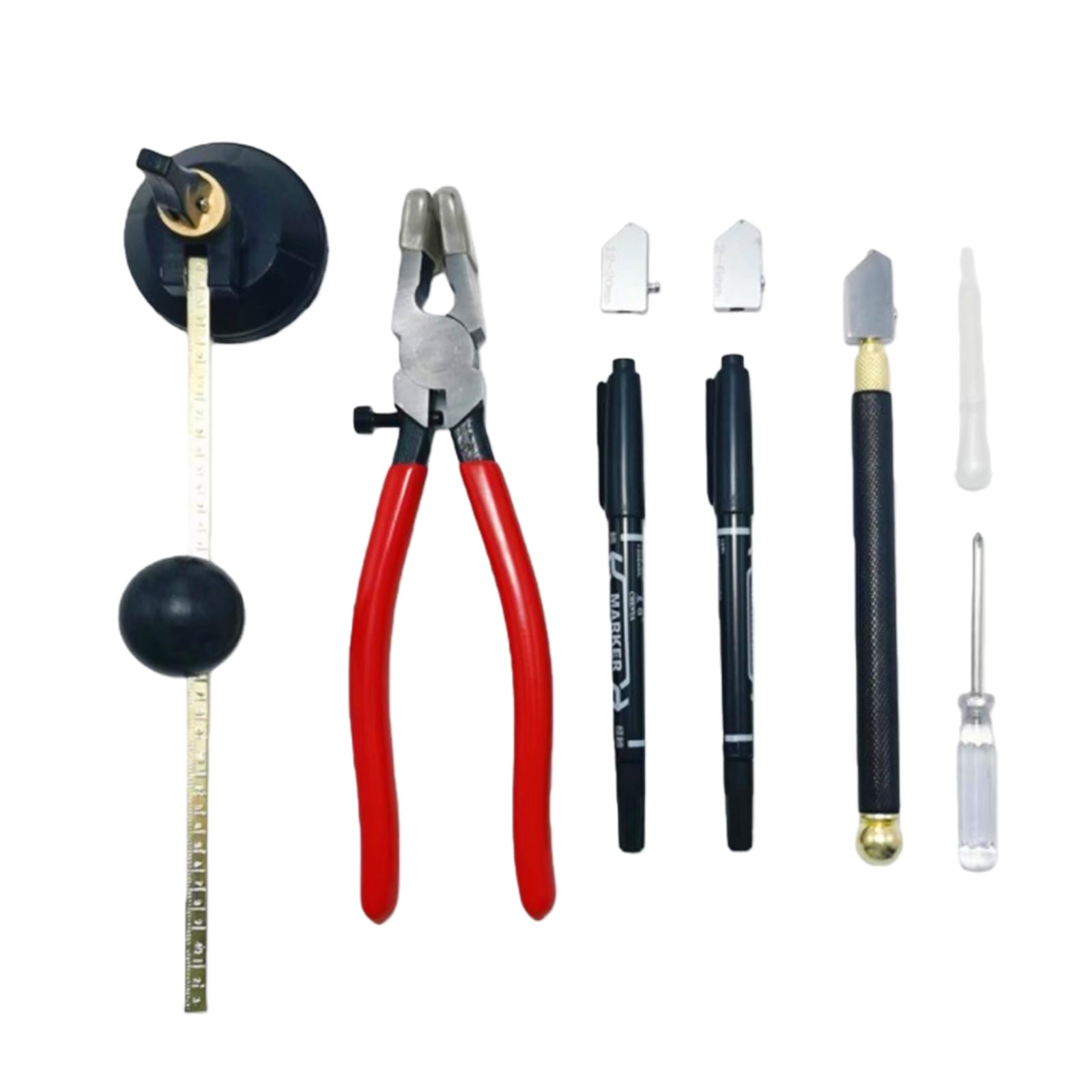 Laikoutd Duty Glass Cutting Tool With Round Knob Handle Suction Cup Glass Running Plier For Breaking Stained Rubber Grip