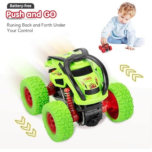 Image of Kidology Mini Monster Trucks Toy for Kids Age 3+ Years- Friction-Powered Racing Cars, Pull Back 360 Rotating Off-Road Vehicles, Inertia Trucks for Kids, Gift for Boys | Set of 4