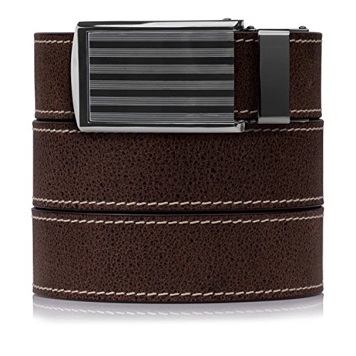 SlideBelts Full Grain Leather Belt with Contrast Stitching - Custom Fit for Adult Men, Golfers