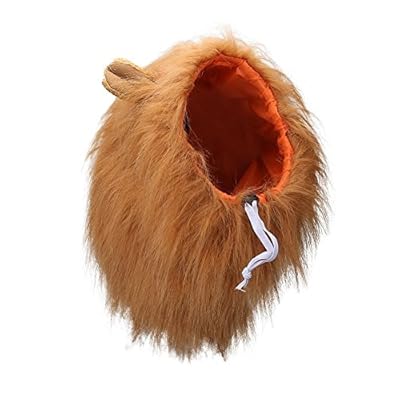 Vivifying Lion Mane Wig, Adjustable Pet Costume with Ears for Dog (Brown)