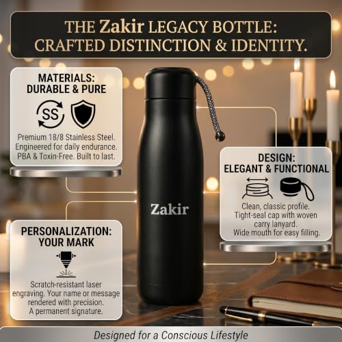 Image of Customized Stainless Steel Water Bottle With Name 500ml