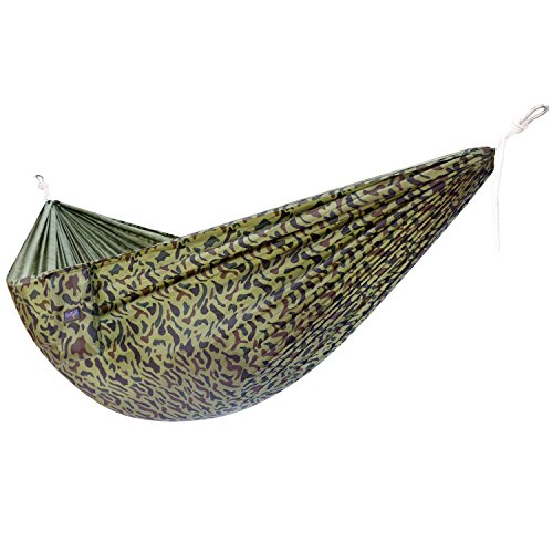 Yes4All Single Lightweight Camping Hammock with Carry Bag – Nylon Parachute Hammock / Lightweight Portable Hammock for Camping, Hiking (Camo)