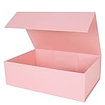 Aimyoo Pink Collapsible Gift Box with Magnetic Closure Lids 13.8x9x4.3 in, Large Bridesmaid Groomsman Proposal Boxes, Rectangle Present Box for Graduation Birthday Storage 1 Pack